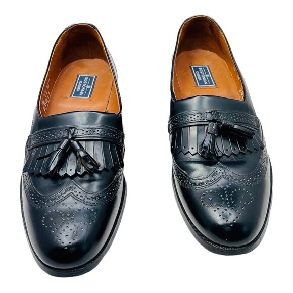 Bostonian Evanston Black Leather Brogue Wingtip Kiltie Tassels Shoes Mens 10 N - Picture 4 of 12